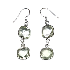 Pendiente de Plata de Ley 925 con piedras preciosas de amatista verde natural Pendiente Chapado en plata clásico de moda para aniversario de bodas. - Product Image 4