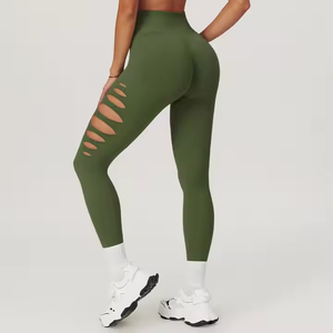 Nueva llegada de las mujeres personalizadas Leggings de Yoga de alta calidad Spandex/Nylon con cintura media Cierre elástico Patrón sólido Estilo de tendencia - Product Image 4