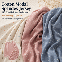 Tela de Jersey de Algodón, Modal y Spandex con Estampado Personalizado de Puntos, para Conjuntos de Pijamas, Suave y Elástica, Proveedor de Tejidos al por Mayor