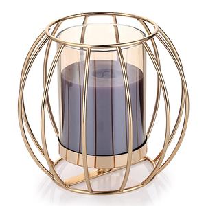 Bougeoir Design Merveilleux Cadre en fil métallique géométrique Pilier doré Bougeoirs pour la décoration d'éclairage intérieur et extérieur - Product Image 5