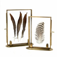Nouveau cadre photo en laiton à double verre avec support métallique, style simplicité moderne, taille personnalisée, fait main, durable pour la décoration intérieure