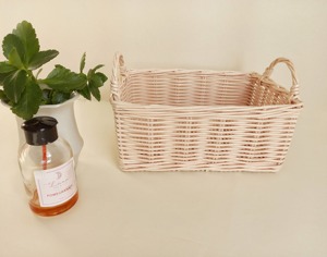 Set Of 3 Pink <b>Wicker</b> Storage <b>Baskets</b> <b>with</b> <b>Handles</b> Handmade Storage <b>Baskets</b> Natural Rattan Modern Multifunction Made in Viet Nam - Product Image 3