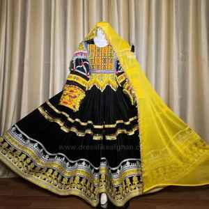 เดรสสำหรับผู้หญิงชุดเดรสสำหรับสตรีสไตล์วินเทจพิมพ์ลายแฟนซีกระโปรงยาวแบบลำลองสำหรับสตรี kabul pathani Maxi ชนเผ่า - Product Image 4