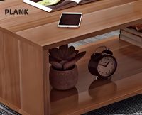 Table basse en bois massif avec roulettes et étagère pour rangement Design traditionnel pour salon