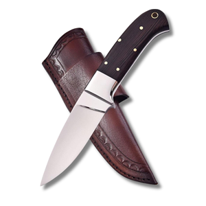 Cuchillo de caza hecho a mano con mango de hueso y Funda de cuero para acampar al aire libre, cuchillo de espiga completa, gran oferta, logotipo personalizado de madera - Product Image 1