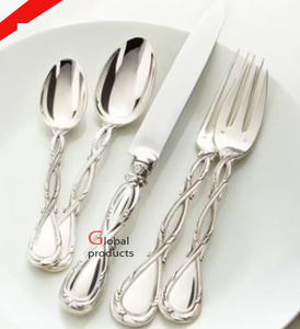 Juego de cubiertos con acabado plateado de acero inoxidable de aspecto moderno para restaurante y bar de hotel - Product Image 4