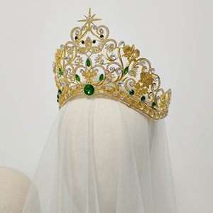 Tiaras de corona de aleación dorada para Miss Universo <span class=keywords><strong>Colombia</strong></span> desfile fiesta graduación cumpleaños boda compromiso ocasiones - Product Image 3