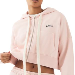 Women <b>Hoodie</b> Lightweight Yet Warm <b>Cropped</b> Design With Metal <b>Zip</b> <b>Up</b> Closure / High Quality Design Comfortable Material Cheap Rate - Product Image 1