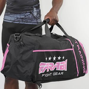 Bolsa de Deporte Personalizada al por Mayor con Logotipo, Negra y Rosa, para Entrenamiento de MMA, Gran Capacidad, Mochila de Viaje Deportiva, Correas Ajustables FARABI - Product Image 4