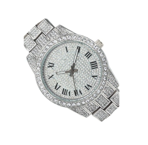Montre de luxe en diamant pour homme avec bracelet en acier inoxydable et design classique élégant pour les affaires et le mariage - Product Image 1