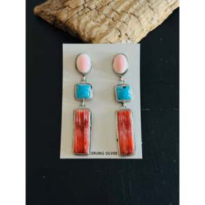Pendientes Colgantes Geométricos de Plata de Ley con Múltiples Piedras de Marcella James - Product Image 1