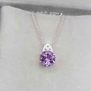 Collar con Colgante Celta de Amatista, Plata de Ley 925, Joyería Hecha a Mano, Piedra de Nacimiento de Febrero, Regalo al por Mayor - Product Image 1