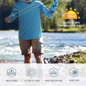 Camisas de pesca con capucha y manga larga OEM para hombre, material transpirable con logotipo personalizado, ideal para protección solar y promoción de Marca - Product Image 4