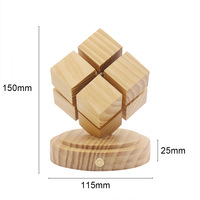 Lampada Decorativa a Cubo 3D con Display LED, Luce Notturna in Legno, Lampada Touch Ricaricabile a Batteria