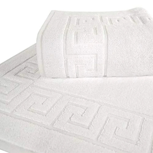<b>White</b> Cotton <b>Bath</b> <b>Towel</b> With Geometric Pattern Classic Design Absorbent Rectangle Shape For Bathroom Use - Product Image 6
