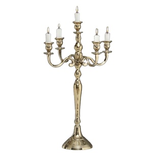 Candelabro de aluminio y Metal Vintage de la mejor calidad Superior, candelabro de 5 brazos, tamaño personalizado, acabado dorado para Decoración de mesa de boda - Product Image 1
