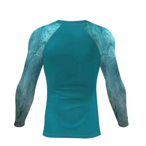 Vêtements de gymnastique de compression personnalisés pour hommes chemises de compression à manches longues imprimées par sublimation tissu tissé en polyester/coton - Product Image 2