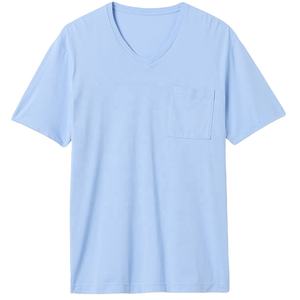 T-shirts personnalisés de haute qualité à séchage rapide, col en V, pour hommes, en coton Pima blanc, imprimés, col en V - Product Image 2