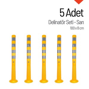 Borne de signalisation flexible 100 x 8 cm jaune, lot de 5, barrière de circulation - Product Image 1