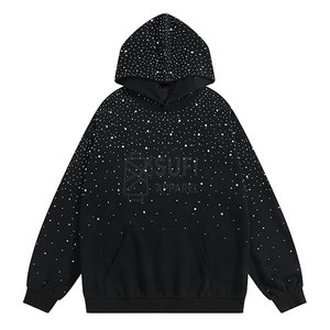 Sweat-shirt décontracté pour femme à capuche, en tricot 100% coton, orné de strass scintillants, idéal pour l'hiver, respectueux de l'environnement - Product Image 1