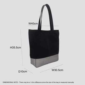 Bolso de cuero genuino de ante negro y piel de vacuno metalizada color estaño, de grano completo y superficie lisa, fabricado por proveedor indio. - Product Image 2