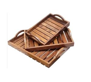 Plateau en bois de luxe pour servir du café, des fruits et de l'eau Plateau en bois fabriqué à la main Plateau de service en bois à prix d'usine direct - Product Image 1