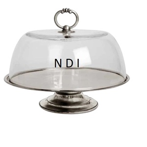 Support à gâteau aux fruits très vendu avec dôme en verre et finition nickelée pour la décoration de table, mariage et maison - Product Image 1