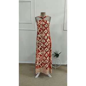 Robe longue Supreme à épaules dénudées et bretelles halter pour femme, motif imprimé, 37193 - Orange - Product Image 3