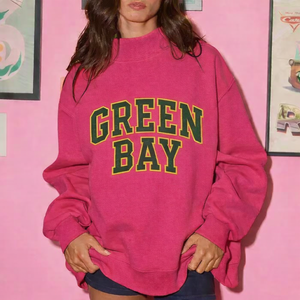 <b>Women</b> Oversized Stand <b>Fleece</b> Streetwear Sweatshirt Relaxed Winter Fit Casual Long Sleeve Pullover Soft Eco-Friendly Fashion <b>Top</b> - Product Image 6