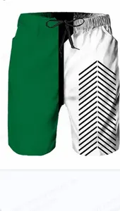 Vente chaude hommes été 3D imprimé Satin Shorts écologique respirant haute rue Style cordon plaine teint mi-taille avant - Product Image 2