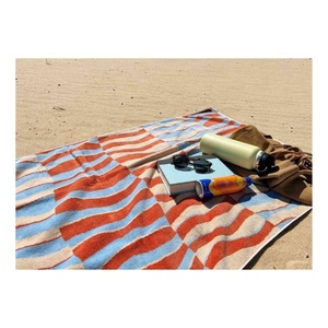 À la mode 100% coton Extra Large Super absorbant microfibre serviette de plage GOTS certifié Durable gland rayé nager adultes maison - Product Image 5
