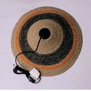 Cubiertas de luz interior Bohemias de lujo modernas, pantalla de lámpara recubierta de polvo de algas marinas de ratán tejido Natural hecho a mano ecológico - Product Image 1