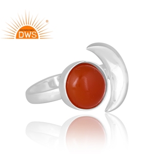 แหวนพลอยคาร์เนเลี่ยนธรรมชาติสีเงิน925ใหม่สำหรับผู้หญิงของขวัญตามสั่ง - Product Image 4