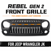 Grille avant noire Wind Winner avec cinq fenêtres à feux de positionnement ambre pour Jeep Wrangler JK