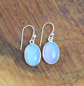 Handmade Classical Earrings 925 <b>Solid</b> <b>Silver</b> Jewelry For Women 925 Sterling <b>Silver</b> Milky Opalite Gemstone Boho Style Earrings - Product Image 4