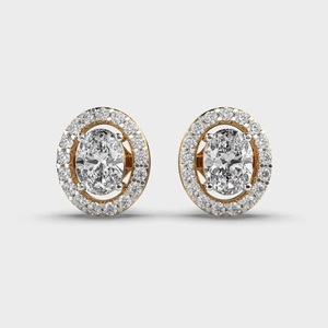Boucle d'oreille en diamant de laboratoire ovale de qualité supérieure pour les femmes fiançailles de mariage et Festival porter de vraies boucles d'oreilles en diamant - Product Image 1