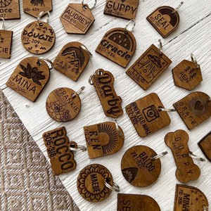 Anti-lost Pet Accessories Wooden <b>Dog</b> & Cat <b>Name</b> <b>Tag</b> Custom Wood Address Necklace ID <b>Tag</b> for Pets - Product Image 3