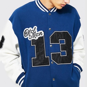 เสื้อแจ็กเก็ตเบสบอลผ้ากำมะหยี่สำหรับผู้ชายขน100% สีแดงขาววินเทจปักลาย - Product Image 4