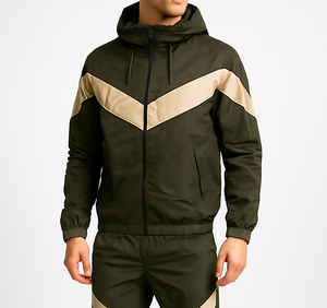 Conjunto Deportivo de Invierno para Hombre, Chaqueta Cortavientos Informal con Capucha y Cremallera, Pantalones de Nylon Ligeros para Gimnasio y Jogging, Venta al Por Mayor Personalizada - Product Image 4