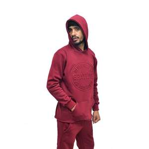 Sweats à capuche Homme Bio 100% Coton 3D Emboss Hoodies Graphique Personnalisé Logo Gaufré Ourlet Brut Hoodies Prix Raisonnable Service OEM - Product Image 2