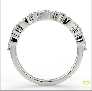 Bague élégante Marquise et ronde en plaqué or blanc, parfaite pour mariage, fiançailles - Product Image 6