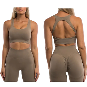 Nouvel ensemble soutien-gorge de sport sans couture sexy à maintien élevé et leggings en Spandex/Nylon avec dentelle et col rond – Confort optimal pour femme - Product Image 6