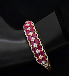 Gold White Finish Designer Openable <b>Bracelet</b> Premium Quality Luxury Look Complements Both Ethnic And Western Attire Party Wear - Product Image 1