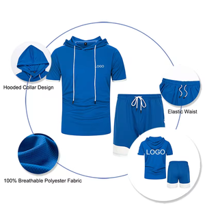 New arrival high quality Casual Hoodie and short custom logo 2 two piece summer <b>men</b> shorts <b>men's</b> sets Wholesale Custom Logo Set - Product Image 5