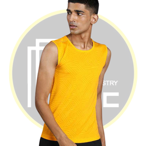 Débardeur sans manches jaune pour homme Gilet de gymnastique d'été respirant avec imprimé géométrique Vêtements de sport tricotés Fitness Vêtements d'entraînement décontractés - Product Image 1