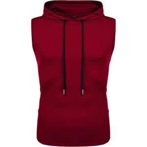 100% coton hommes sweats à capuche zippés logo personnalisé sans manches Gym musculation porter des manches moins sweat à capuche hommes OEM sweats à capuche zippés pour homme - Product Image 2