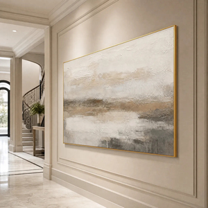 Textured Wabi Sabi Abstract Landscape Painting <b>Framed</b> <b>Canvas</b> Art Minimalist Oil Hand Painted Indoor Decor - Product Image 4