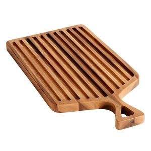Elegante tabla de cortar de madera de acacia rectangular con mango, perfecta para uso en la cocina, preparación de alimentos y platos para servir - Product Image 5