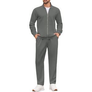 Survêtement en polaire tech personnalisé pour hommes, ensemble de gym deux pièces avec fermeture éclair, tenue de sport décontractée, vêtements de ville d'hiver - Product Image 1