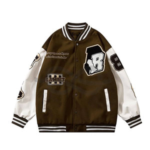 OEM Embroidery Patches Jaket Custom Logo Letterman <b>Jacket</b> Baseball Lather Streetwear Coat <b>Varsity</b> Bomber <b>Jacket</b> for Men - Product Image 1
